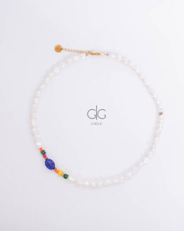 Pearl necklace with colorful crystals - GG Unique