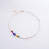 Pearl necklace with colorful crystals - GG Unique