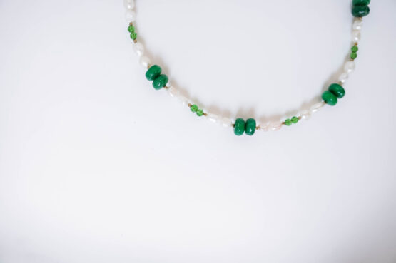 Pearl and green jadeite necklace - GG Unique