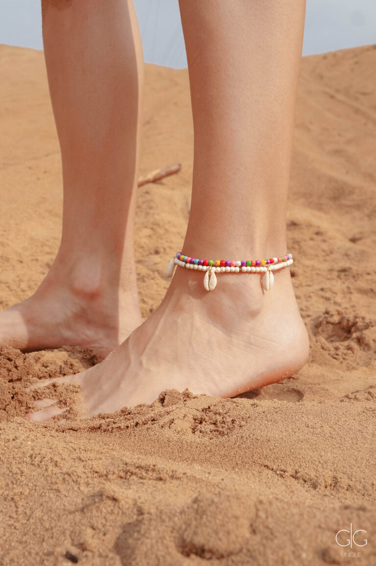Colorful howlite stone anklet in gold - GG Unique