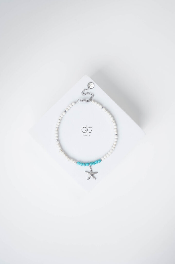 Sea star anklet with blue details - GG Unique