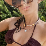 Two-tone hematite stone smile necklace - GG Unique