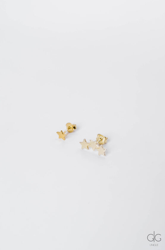 Gold-plated 925 Silver asymmetric star earrings - GG Unique