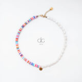 Colorful rubber beads and pearl necklace - GG Unique