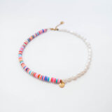 Colorful rubber beads and pearl necklace - GG Unique