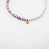 Colorful rubber beads and pearl necklace - GG Unique