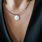 two-toned hematite stone smile necklace