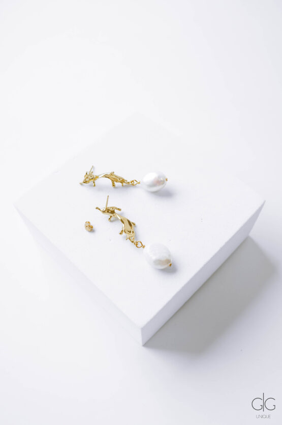 Exclusive gold earrings with pearls - GG Unique