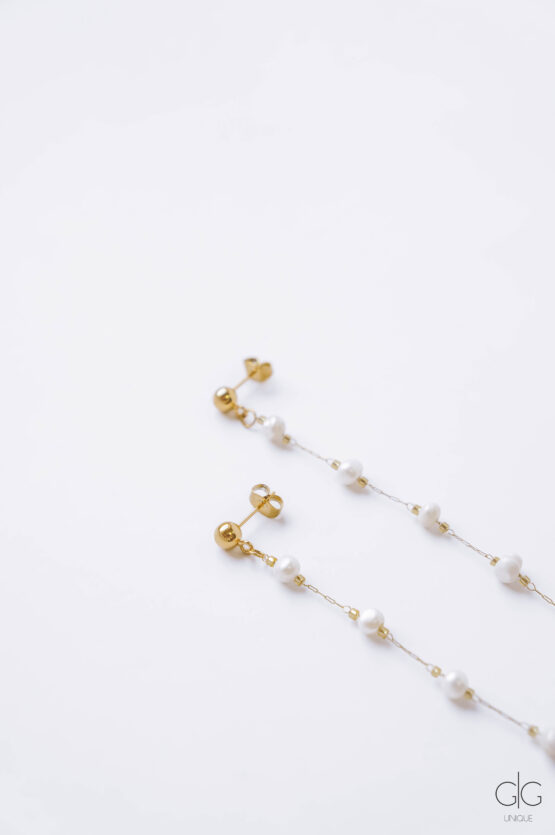 Exclusive long small pearl earrings - GG Unique