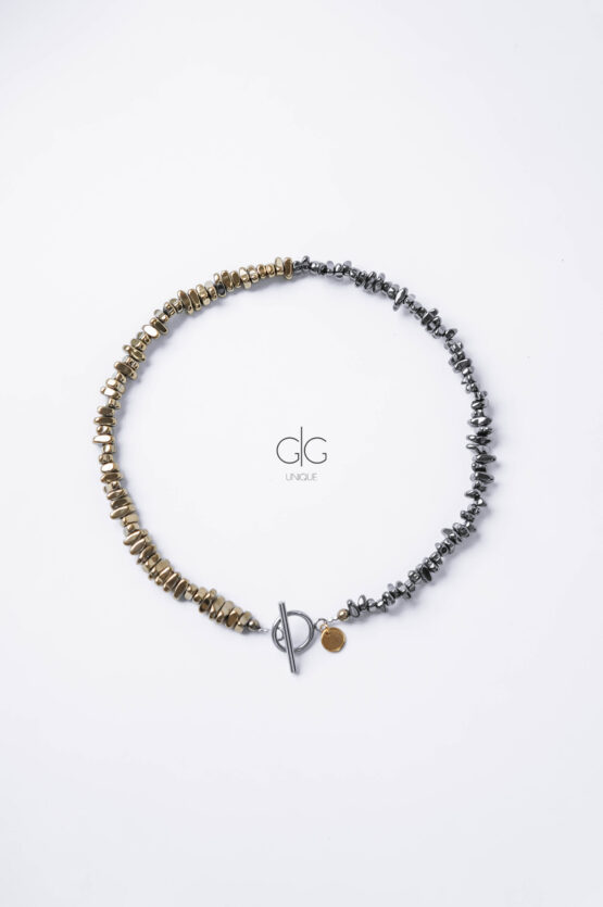 Exclusive two-tone hematite stone necklace - GG Unique