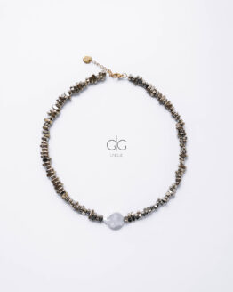 Exclusive hematite necklace with Keshi pearl - GG Unique