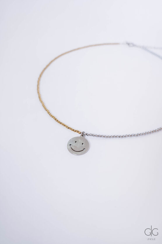 Two-tone hematite stone smile necklace - GG Unique