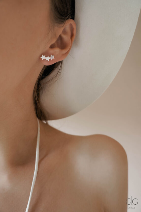 925 silver asymmetric star earrings - GG Unique
