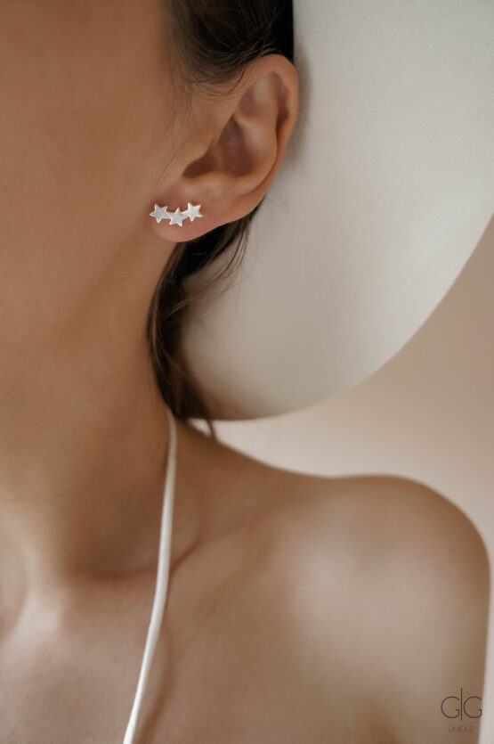 925 silver asymmetric star earrings - GG Unique