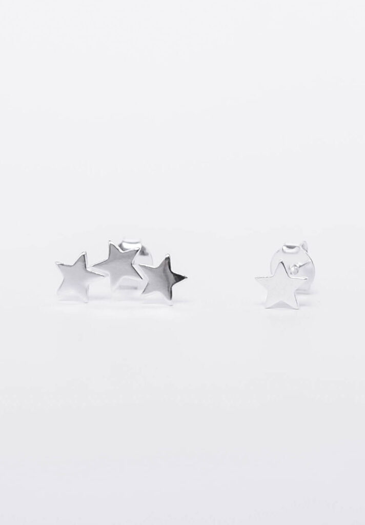 925 silver asymmetric star earrings - GG Unique