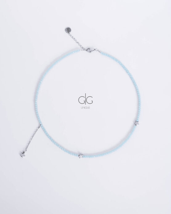 Light blue crystals star necklace - GG Unique