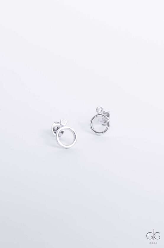Silver circle earrings with zircon - GG Unique