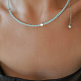 Light blue crystals star necklace - GG Unique
