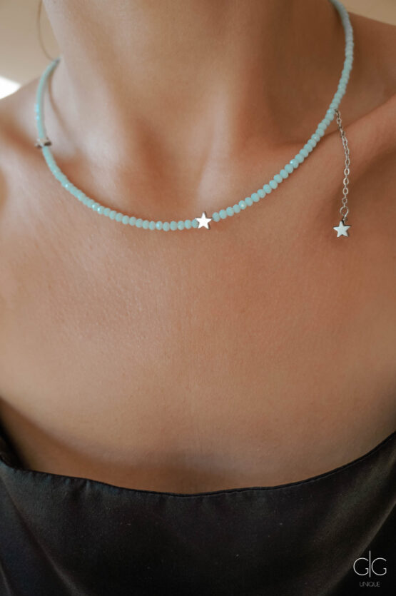 Light blue crystals star necklace - GG Unique