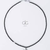 Black necklace with dog in silver - GG Unique