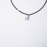 Black necklace with dog in silver - GG Unique