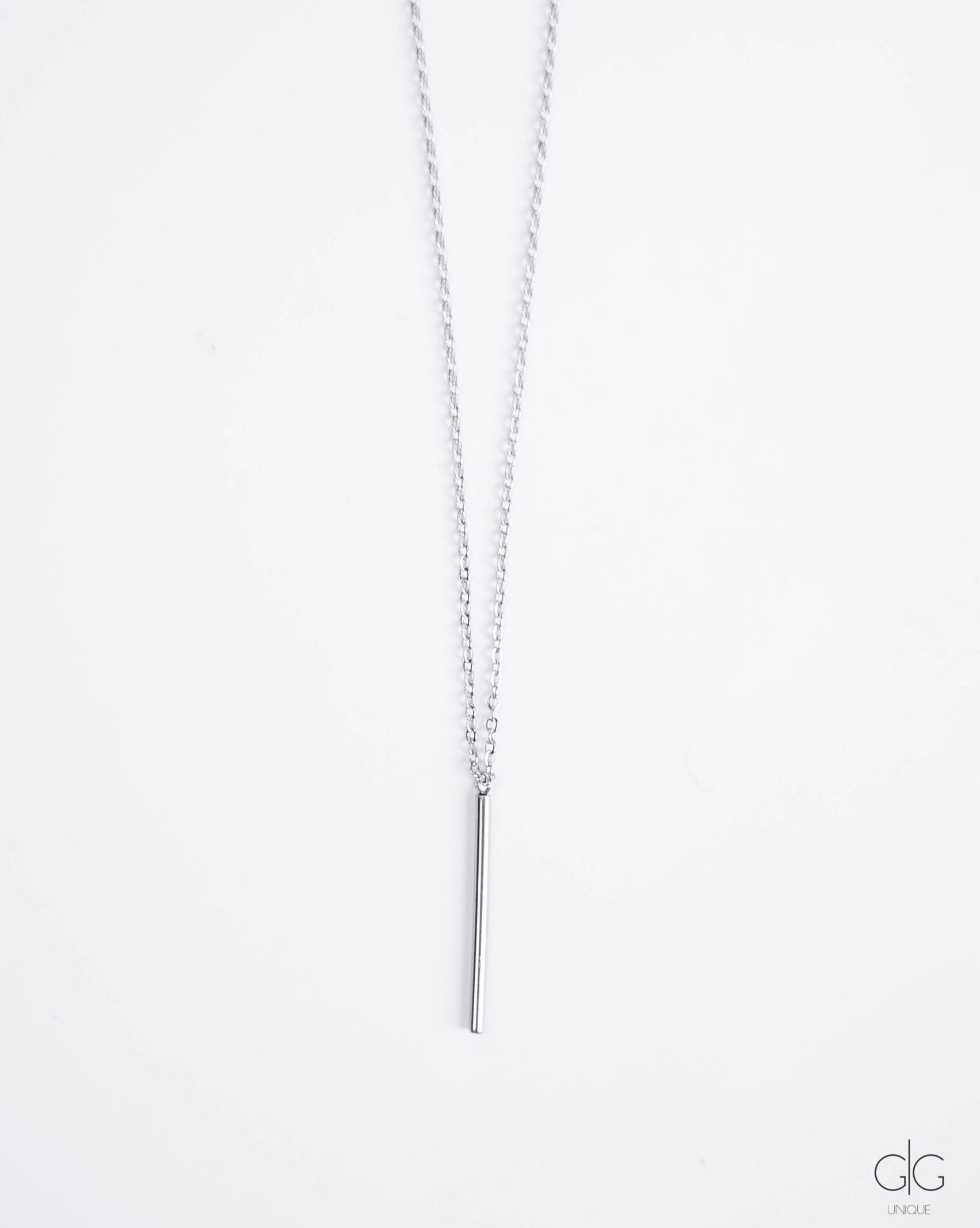 Unisex long chain necklace in silver