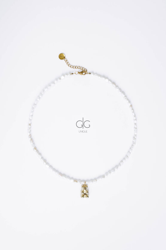 Teddy bear pearl necklace in gold - GG Unique