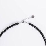 Unisex black stone smile necklace