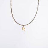 Vintage hematite snake necklace