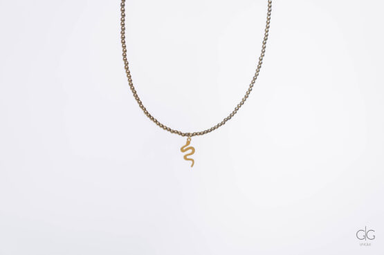Vintage hematite snake necklace