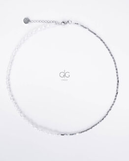 Half pearl half hematite necklace in silver