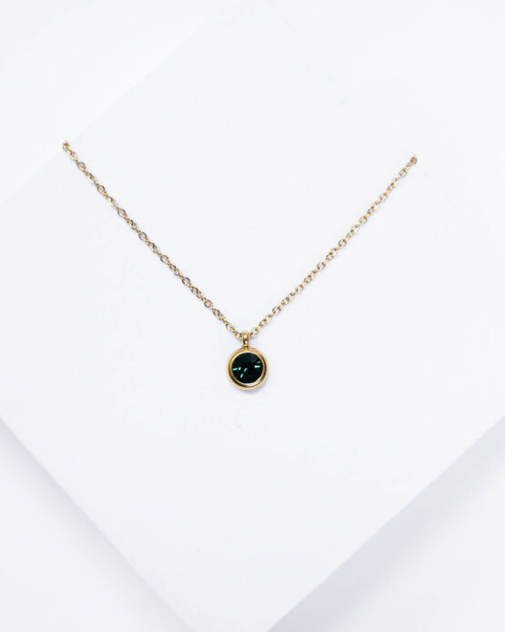 Chain necklace with green zircon pendant