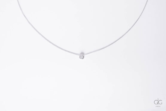 Classic silver necklace with a zircon