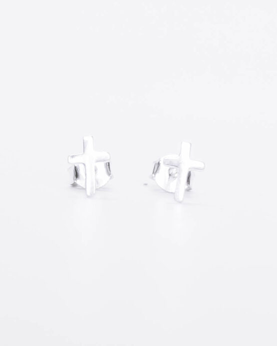 Minimal silver cross earrings