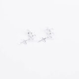 Minimal silver hanging cross earrings
