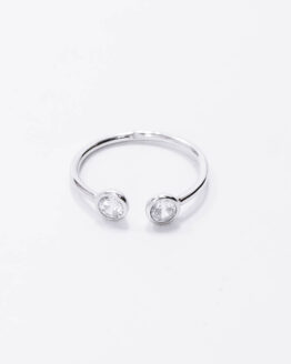 Adjustable silver ring with zircon