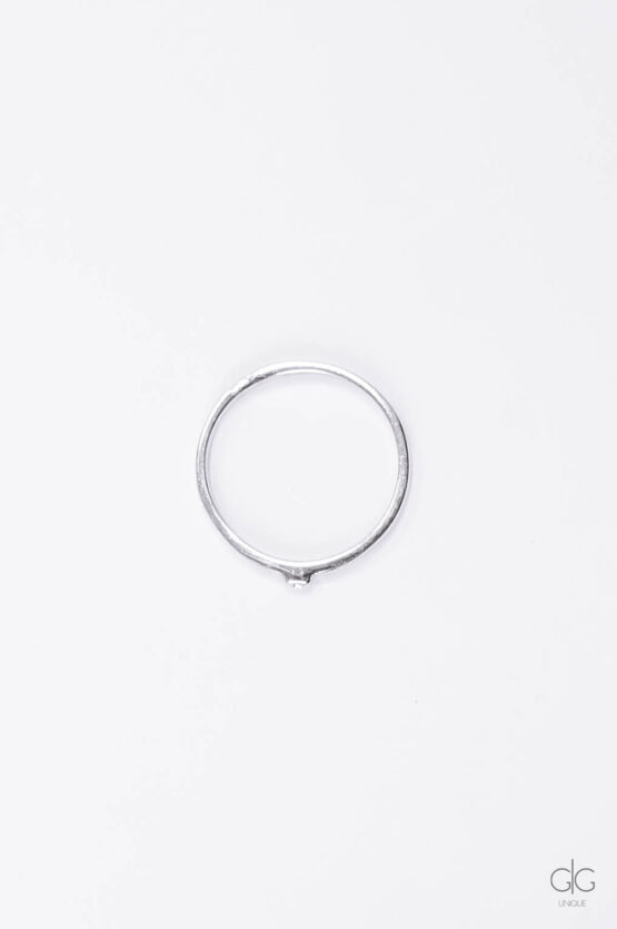 Minimal silver ring with zircon stone