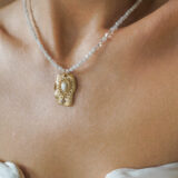 Moonstone necklace with gold-plated pendant