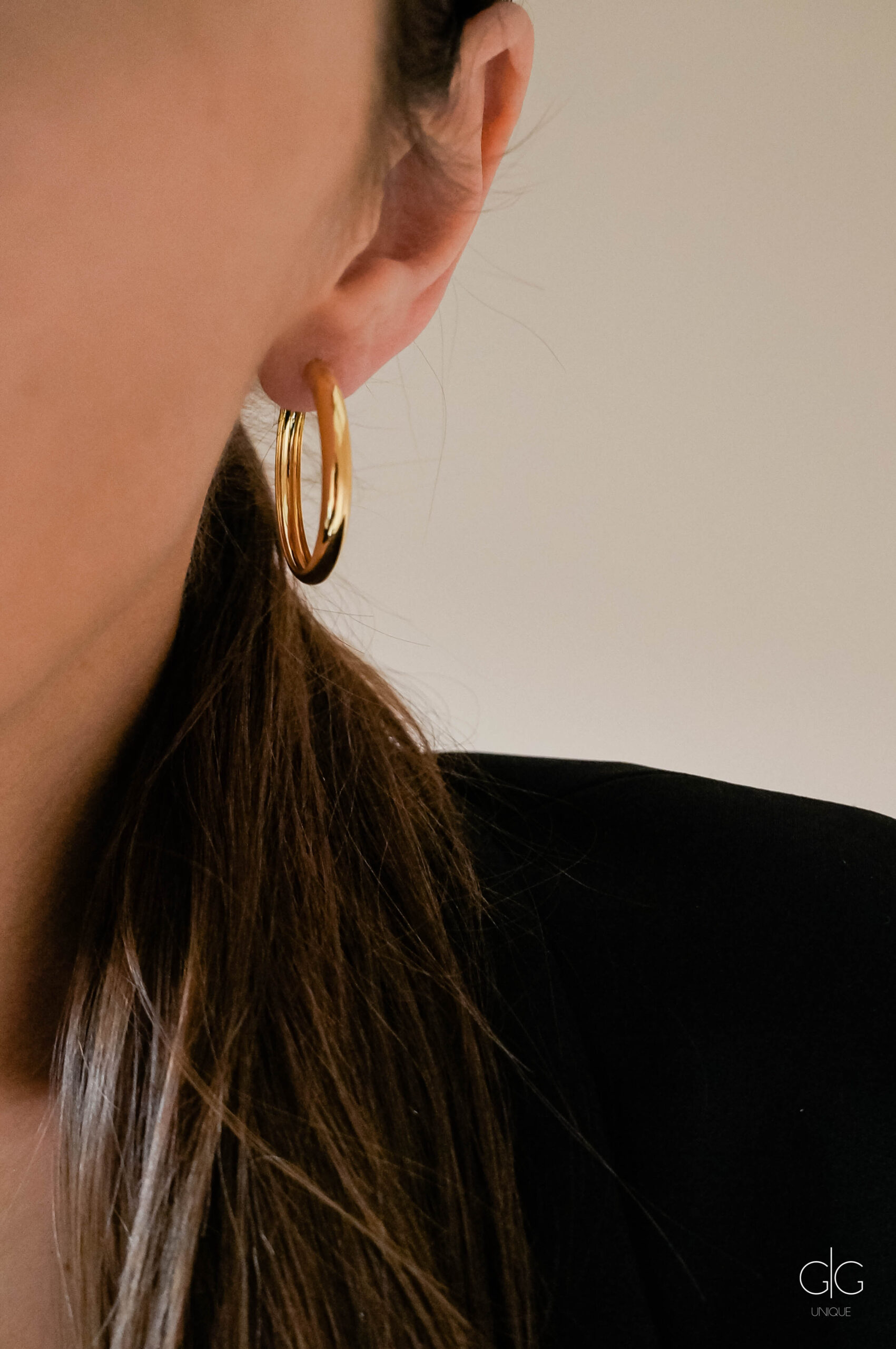 Thick gold-plated sikver hoop earrings