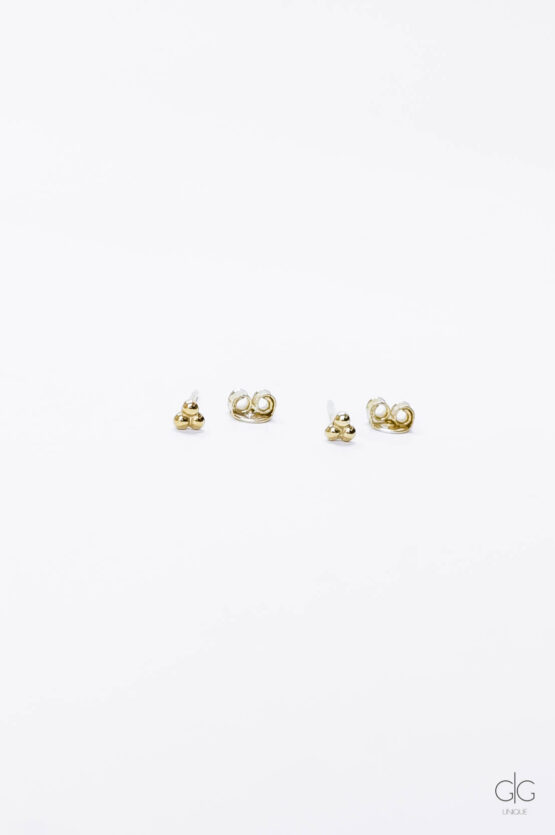 Auksuoti sidabro minimalistiniai burbuliukų auskarai