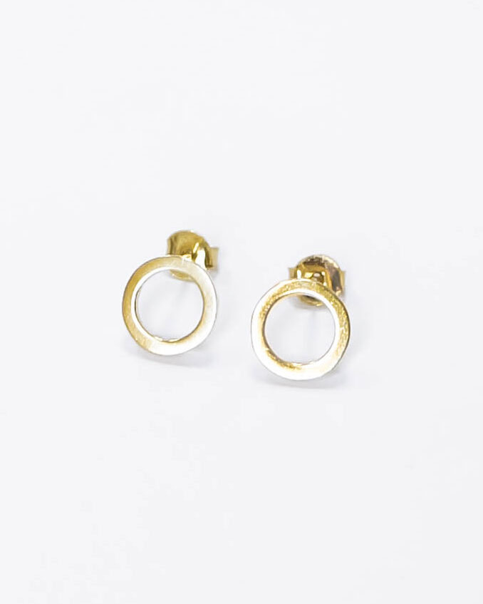 Gold-plated minimal silver circle earrings