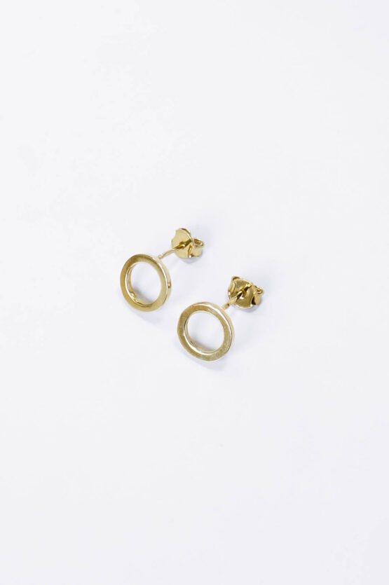 Gold-plated minimal silver circle earrings