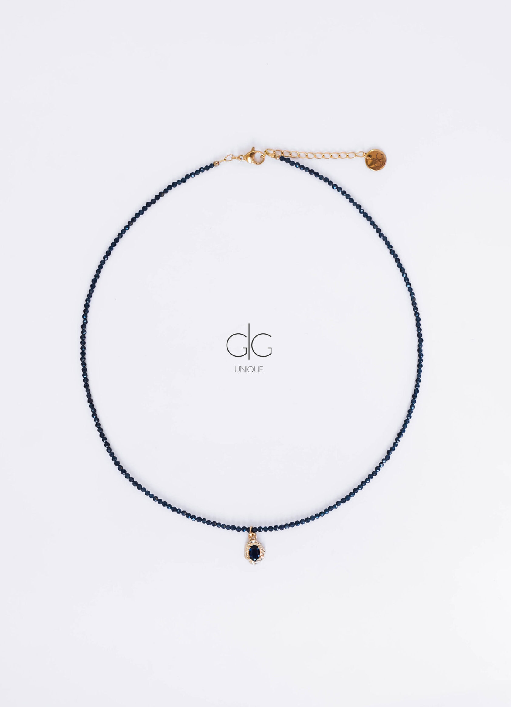 Dark blue zircon stone necklace - GG UNIQUE