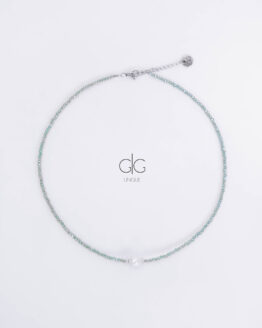 Turquoise crystals necklace with pearl - GG UNIQUE