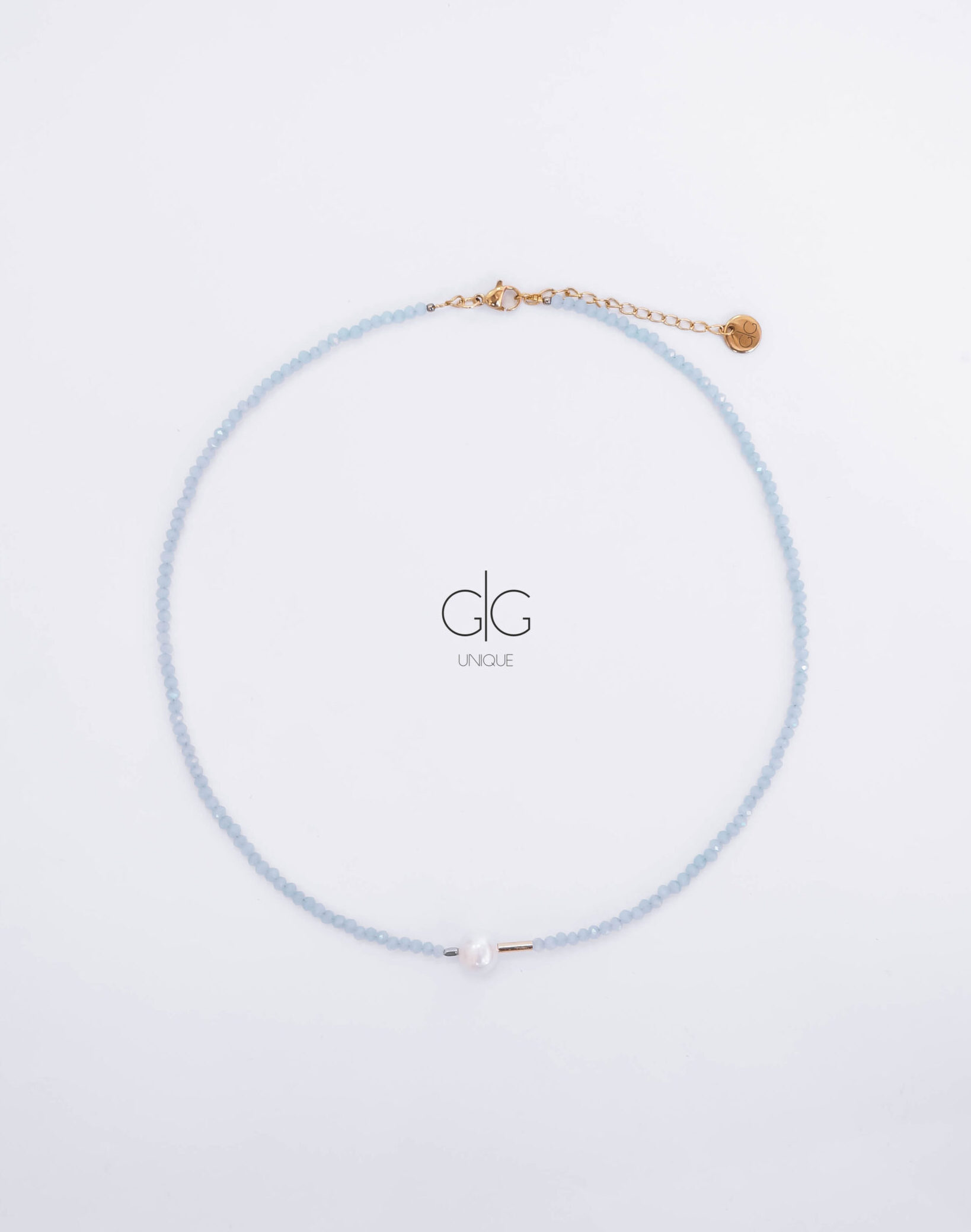 Light blue necklace with pearl - GG UNIQUE