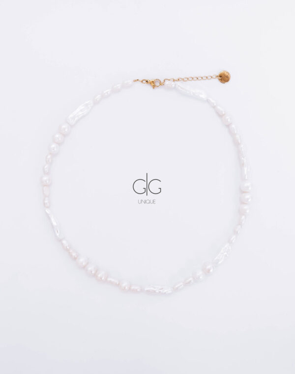 Different shape pearls necklace- GG UNIQUE