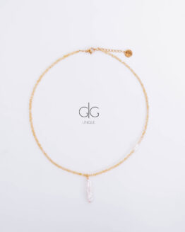 Yellow zircon stone necklace with pearls - gg unique