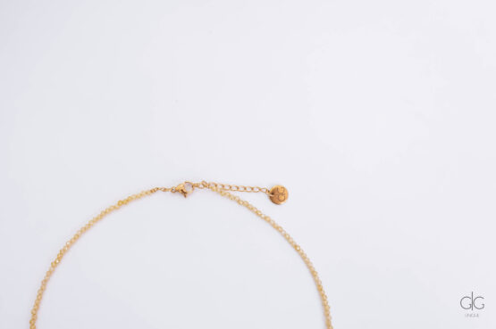Yellow zircon stone necklace with pearls - gg unique