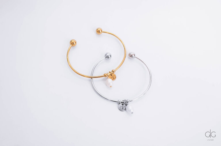 Bangle bracelet with freshwater pearl - GG UNIQUE
