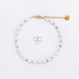 Vibrant color freshwater pearls anklet - GG UNIQUE